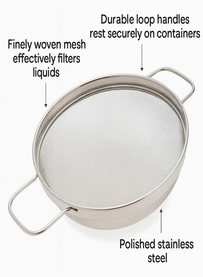 FINALITY Puran Jali Strainer Stainless Steel, Hung Curd, Rice Strainer, Sieve for Flour, Oil, Colander, Deep Frying Pot with Strainer, Channi for Kitchen, Size 24 cm, (Silver) - Image 2